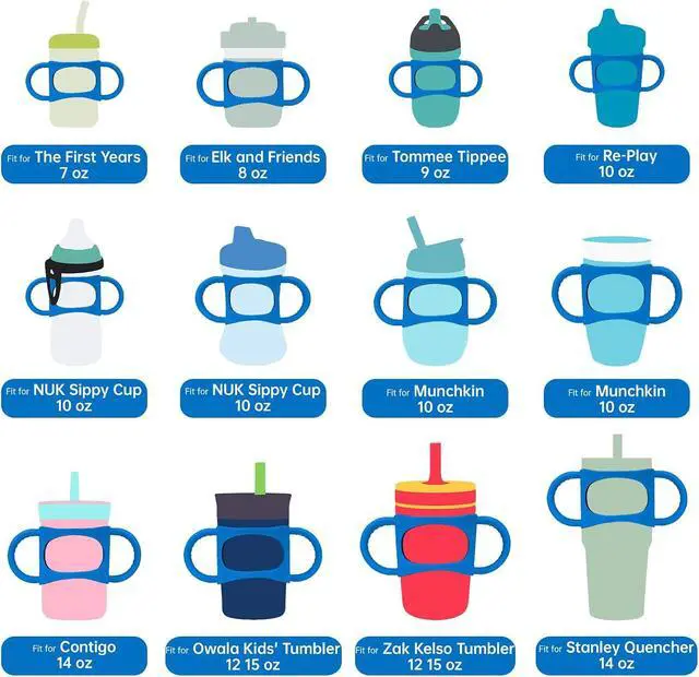 Alt view image 2 of 7 - NiHome 2 Pcs Silicone Tumbler Handle for 12-15oz Kids Owala Zak Cup | Dual Grip, BPA Free Accessories Handle Fit for 14oz Simple Modern Contigo Kid Tumbler, Soft Anti Slip For Travel Outdoor
