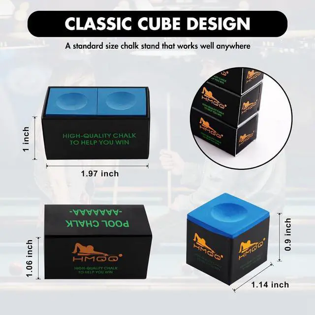 Alt view image 2 of 7 - HMQQ Nano Pool Cue Chalk, Fine-Textured Billiard Chalk, 2 or 6 Boxes | Fine-textured chalk spreads evenly for clean cue-tip coverage, reliable grip and fewer miscues; each box contains 2 cubes.