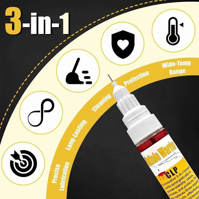 Alt view image 3 of 7 - 3-in-1 Gun Maintenance CLP Oil (1 Bottle of 20ml) | 3-in-1 CLP cleans, lubricates & protects. Built-in brush for detailed cleaning, needle tip for precise application.