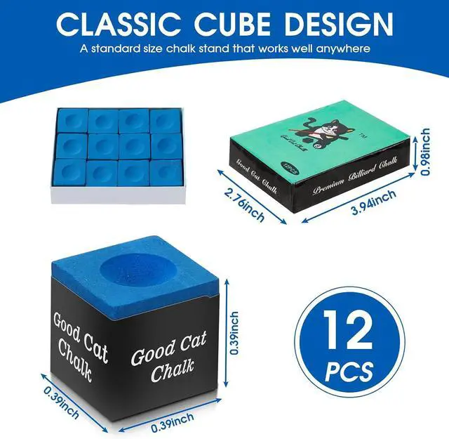 Alt view image 2 of 7 - Pool Cue Chalk, Fine-Textured Billiard Chalk, 12/24/144 Pack | Smooth, fine-textured chalk provides even tip coverage, reliable grip and fewer miscues; choose 12, 24 or 144 pieces.
