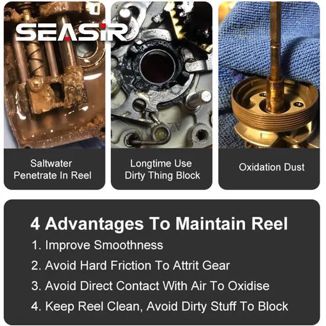 Alt view image 5 of 6 - SEASIR Fishing Reel Oil, 2Pcs Reel Oil and Grease Kit, Multi-Purpose Reel Lubricant for Reel Bearings, Bushings and Shafts - Spinning, Baitcasting, Freshwater, Saltwater