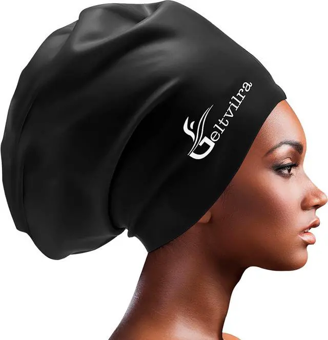 Main image of Waterproof Extra Large Silicone Swimming Caps Turban for Black Women Girls Men with Long Hair Braids Dreadlocks to Keep Hair Dry