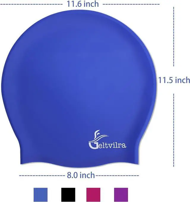 Alt view image 6 of 6 - Waterproof Extra Large Silicone Swimming Caps Turban for Black Women Girls Men with Long Hair Braids Dreadlocks to Keep Hair Dry