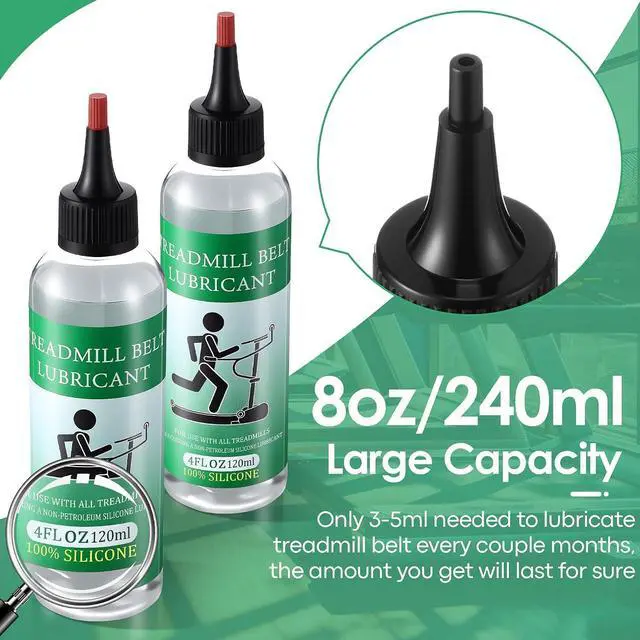Alt view image 2 of 7 - 8oz Treadmill Lubricant for Belt, 100% Silicone Oil | High Temperature Resistant, Walking Pad Lube with 2 Application Tubes and Precision Screw Caps, for Most Types of Treadmills