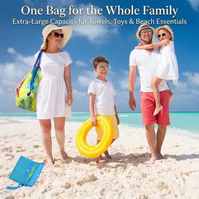 Alt view image 2 of 7 - SupMLC Mesh Extra Large Beach Bags and Totes - Holds Toys, Towels, Sand Away - For Children's Toys, Market, Grocery, Picnic