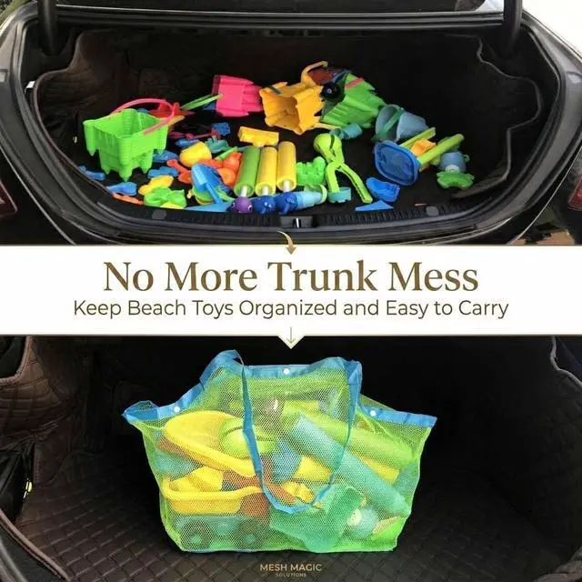 Alt view image 6 of 7 - SupMLC Mesh Extra Large Beach Bags and Totes - Holds Toys, Towels, Sand Away - For Children's Toys, Market, Grocery, Picnic