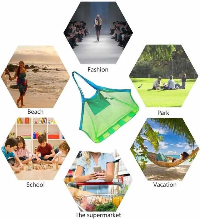 Alt view image 7 of 7 - SupMLC Mesh Extra Large Beach Bags and Totes - Holds Toys, Towels, Sand Away - For Children's Toys, Market, Grocery, Picnic