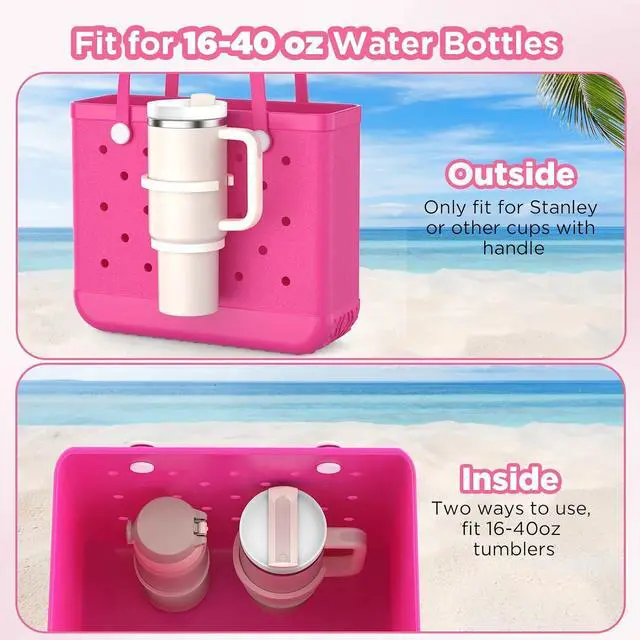 Alt view image 3 of 6 - OUTXE 2 Pack Cup Holder for Bogg Bag, Fits 16-40oz Stanley, Insert Drink Holder Attachment Compatible with All Bogg Bags & Simply Southern Beach Tote Bag