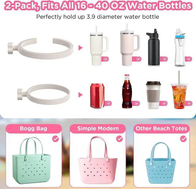Alt view image 4 of 6 - OUTXE 2 Pack Cup Holder for Bogg Bag, Fits 16-40oz Stanley, Insert Drink Holder Attachment Compatible with All Bogg Bags & Simply Southern Beach Tote Bag