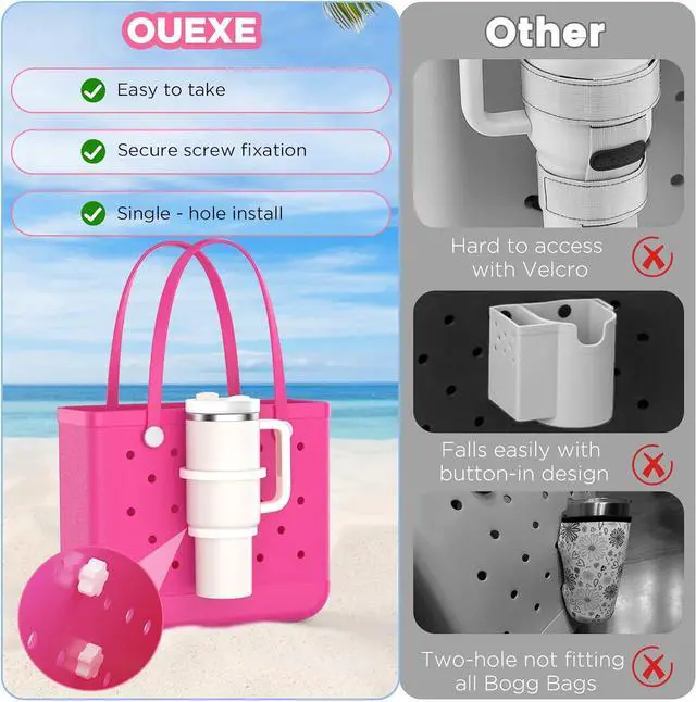 Alt view image 2 of 6 - OUTXE 2 Pack Cup Holder for Bogg Bag, Fits 16-40oz Stanley, Insert Drink Holder Attachment Compatible with All Bogg Bags & Simply Southern Beach Tote Bag