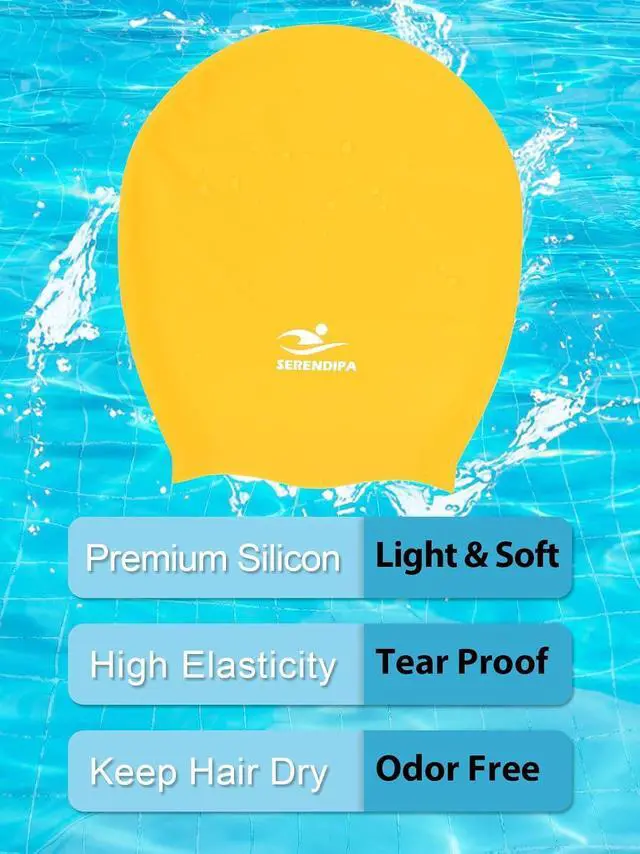 Alt view image 3 of 7 - Swim Cap for Braids, Long Hair, Women Girl, Extra Large Waterproof Silicone | Adult, Waterproof, Ladies, Locs, Dreadlocks, Dreads, Wig, Afro, Curly, Thick, XL, Big Head Cap, No Leak, Keep Hair Dry