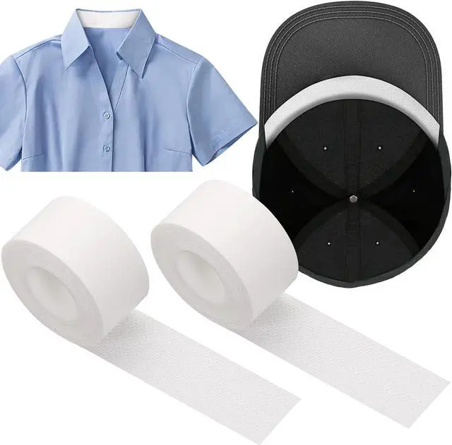 Main image of 2 Roll Disposable Collar Hat Protector Sweat Pads for Men Women | Self-adhesive Collar Stays, Shirt Collar Protector, Comfortable Neck Tapes Collar Sweat Pads Shirt