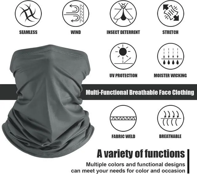 Alt view image 2 of 7 - Geyoga Neck Gaiter Cooling Face Bandana Mask for Men | Summer Breathable Stretch Wicking, Sun Wind Dust UV Protection, Quick Dry & Washable, 100% Polyester