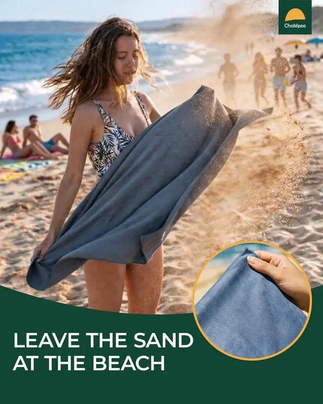 Alt view image 6 of 7 - Quick Dry Microfiber Towel Travel, Beach & Camping Towels. Fast Drying, Super Absorbent & Ultra Compact for Travel, Bath, Gym, Swimming, 1 Pack, 48''x24'' Navy Blue