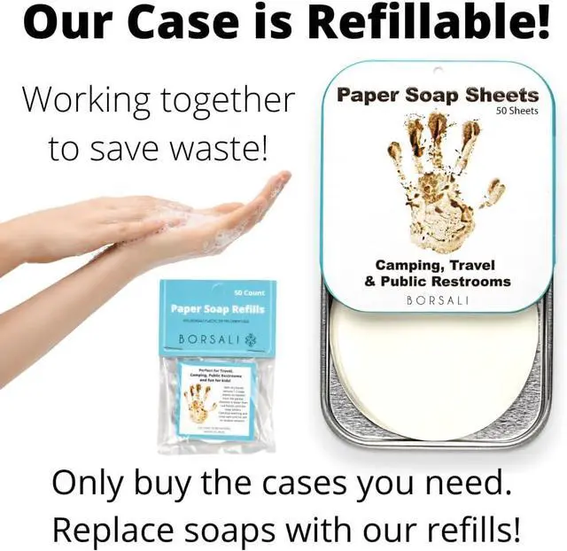 Alt view image 6 of 7 - BORSALI Paper Soap Sheets, 50 Sheets - Refill | Portable Hand Soap, For Traveling, Dissolvable, For Hiking, Camping, Public Restrooms