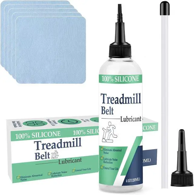 Main image of 100% Silicone Treadmill Lubricant for Belt, 4 Oz Treadmill Oil Belt Lubricant, Reduce Friction Lubricant with Tubes and 5 Cloths for Nearly All Types of Treadmills (1)