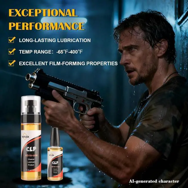 Alt view image 4 of 7 - CLP Gun Oil 4.4oz Cleaner, Lube & Rust Protectant Spray | CLP 3-in-1: cleans, lubes & prevents rust. Includes 3.4oz spray + 1oz needle oiler. For all firearms. Precision application.