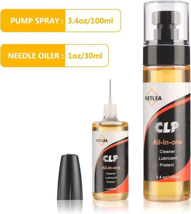 Alt view image 2 of 7 - CLP Gun Oil 4.4oz Cleaner, Lube & Rust Protectant Spray | CLP 3-in-1: cleans, lubes & prevents rust. Includes 3.4oz spray + 1oz needle oiler. For all firearms. Precision application.