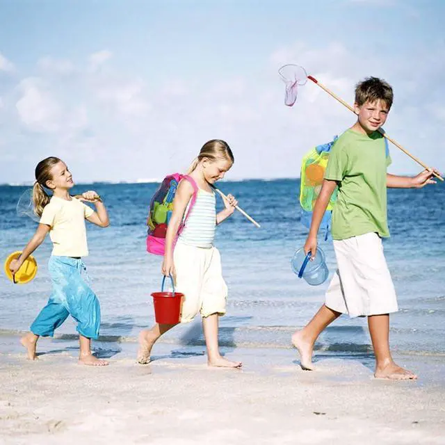 Alt view image 7 of 7 - EocuSun Large Mesh Beach Bag Tote Durable Sand Away Drawstring Beach Backpack Swim and Pool Toys Balls Storage Bags Packs, Stay Away from Sand and Water, Toy Not Included