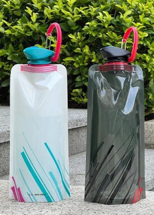 Alt view image 6 of 7 - 2Pcs Collapsible water bottle,22oz portable PE water bag for outdoor | Reusable foldable PE water bottle,easy to carry and store for camping,hiking,cycling and outdoor adventures.