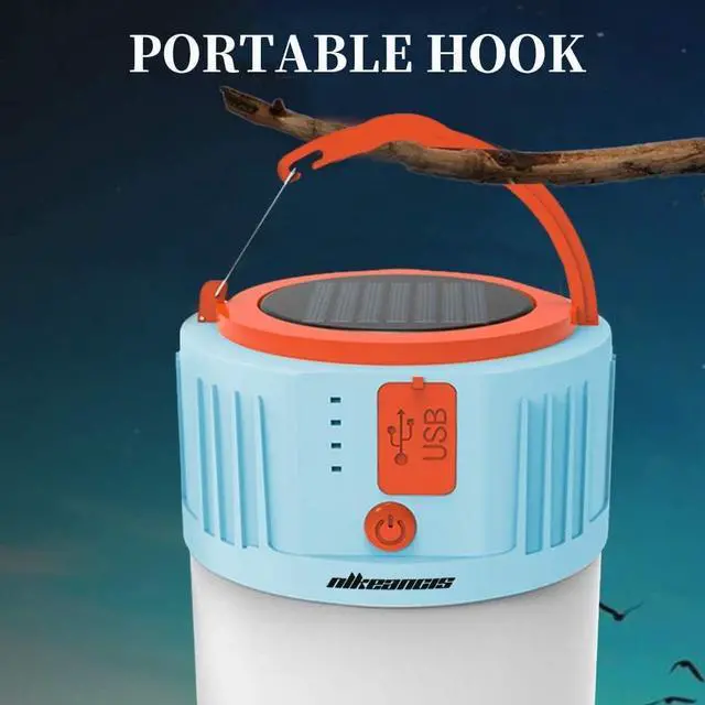 Alt view image 4 of 6 - Solar LED Lantern, Camping Gear for Outside, USB Rechargeable Camping Light with Power, Waterproof, Survival Hanging Tent Light, Perfect for Hurricane Emergency, Hiking, Home(2 Pack)