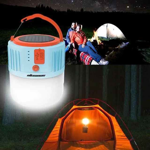 Alt view image 6 of 6 - Solar LED Lantern, Camping Gear for Outside, USB Rechargeable Camping Light with Power, Waterproof, Survival Hanging Tent Light, Perfect for Hurricane Emergency, Hiking, Home(2 Pack)