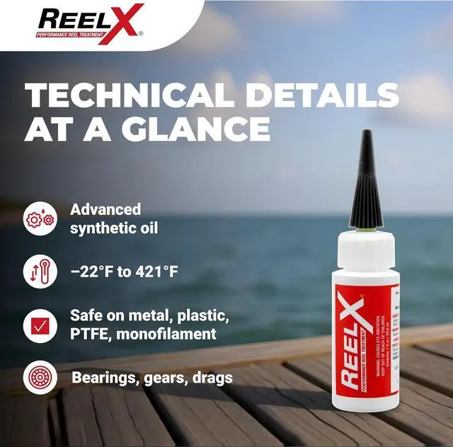 Alt view image 6 of 7 - ReelX Fishing Reel Lubricant, Extreme-Pressure Anti-Corrosion Oil for Bearings, Spinning, Baitcasting, Spincast, Fly, Trolling & Electric Reels, Smooth Casting Saltwater Freshwater Protection, 1 oz