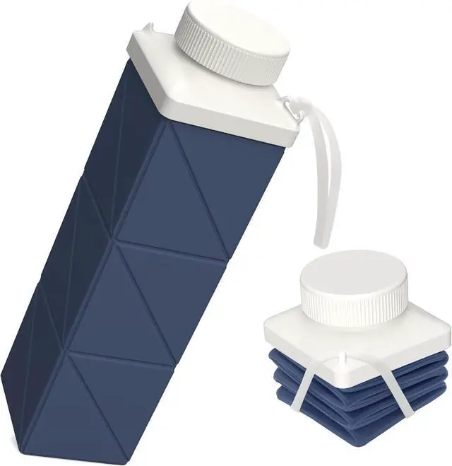 Main image of Collapsible Water Bottles, 24 oz (720 ml), Portable Travel Water Bottle | Leakproof & Reusable, Lightweight Foldable Water Bottle for Traveling, Hiking, School, Sports & Outdoor, 1 Pack (Darkblue)