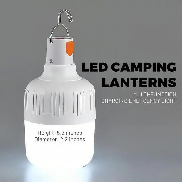 Alt view image 2 of 6 - LED Camping Light, 800 lumens, Powered by Rechargeable Batteries, White Portable Pendant Lights, Waterproof (2)