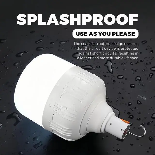 Alt view image 3 of 6 - LED Camping Light, 800 lumens, Powered by Rechargeable Batteries, White Portable Pendant Lights, Waterproof (2)