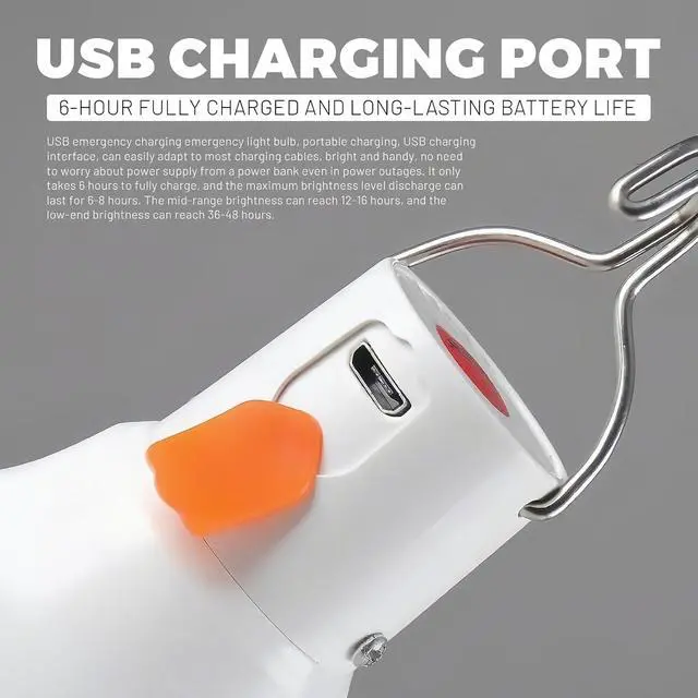 Alt view image 5 of 6 - LED Camping Light, 800 lumens, Powered by Rechargeable Batteries, White Portable Pendant Lights, Waterproof (2)