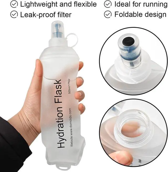 Alt view image 2 of 6 - WILDREEDS 250ml Soft Flask, TPU Collapsible Soft Water Bottle for Hydration Pack, Running Vest, Folding Water Bottle for Hiking Cycling Climbing-1Pcs, White