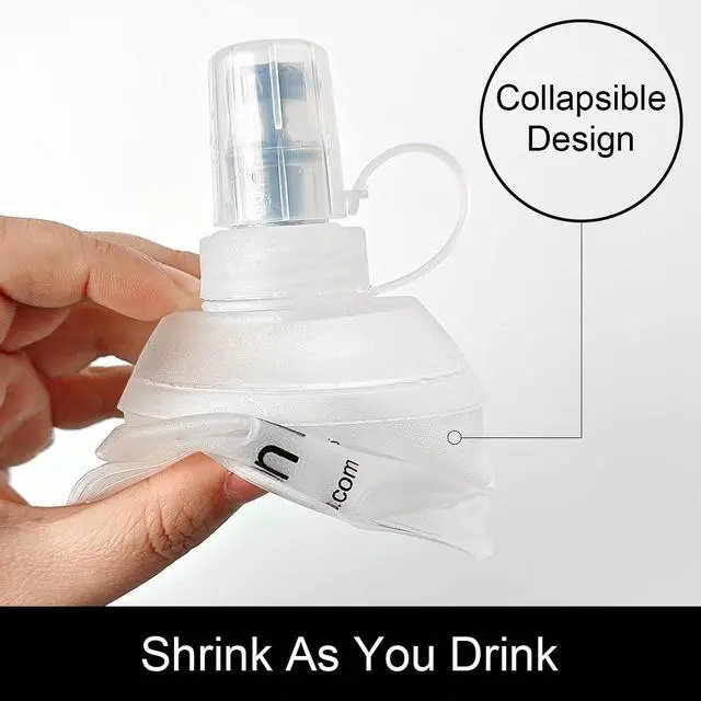 Alt view image 3 of 6 - WILDREEDS 250ml Soft Flask, TPU Collapsible Soft Water Bottle for Hydration Pack, Running Vest, Folding Water Bottle for Hiking Cycling Climbing-1Pcs, White