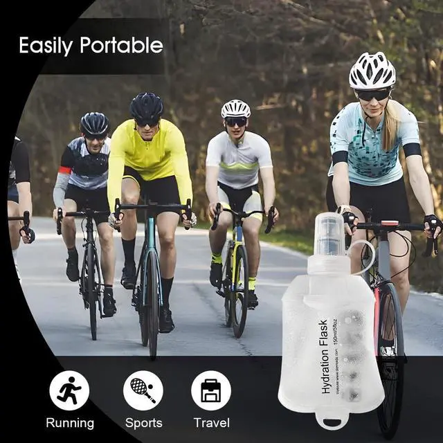 Alt view image 6 of 6 - WILDREEDS 250ml Soft Flask, TPU Collapsible Soft Water Bottle for Hydration Pack, Running Vest, Folding Water Bottle for Hiking Cycling Climbing-1Pcs, White