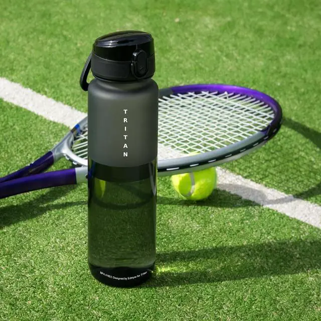 Alt view image 4 of 7 - 32oz Clear Tritan Water Bottle with Chug Lid | Frosted & BPA-Free, Leakproof, Wide Mouth, Portable Sports Water Bottle for Gym, Office, Travel, OutdoorBlack