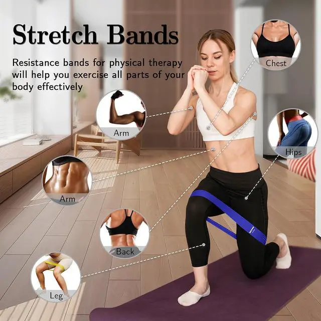Alt view image 3 of 7 - Resistance Bands for Working Out, Exercise Bands Resistance Bands Set with 5 Resistance Levels, Multi-Colored Workout Bands for Indoor & Outdoor Fitness, Leg Strength Training, Yoga