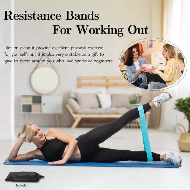 Alt view image 5 of 7 - Resistance Bands for Working Out, Exercise Bands Resistance Bands Set with 5 Resistance Levels, Multi-Colored Workout Bands for Indoor & Outdoor Fitness, Leg Strength Training, Yoga