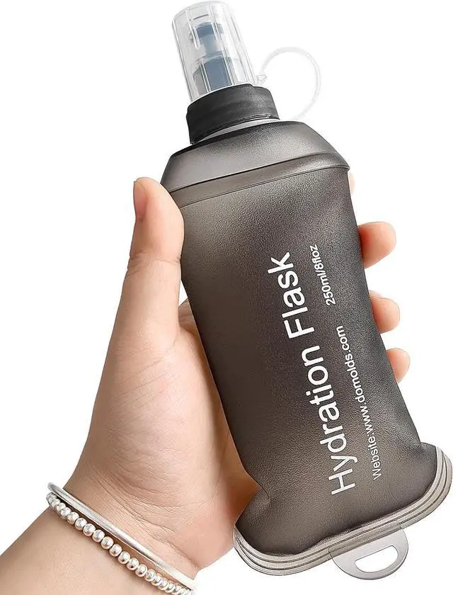 Main image of GUYI GYGYL Soft Flask, Collapsible Water Bottle for Sports, 250ml Grey | TPU Collapsible Water Bottle for Hydration Pack, Running Vest, Leak-Proof Folding Bottle for Hiking Cycling Climbing Jogging