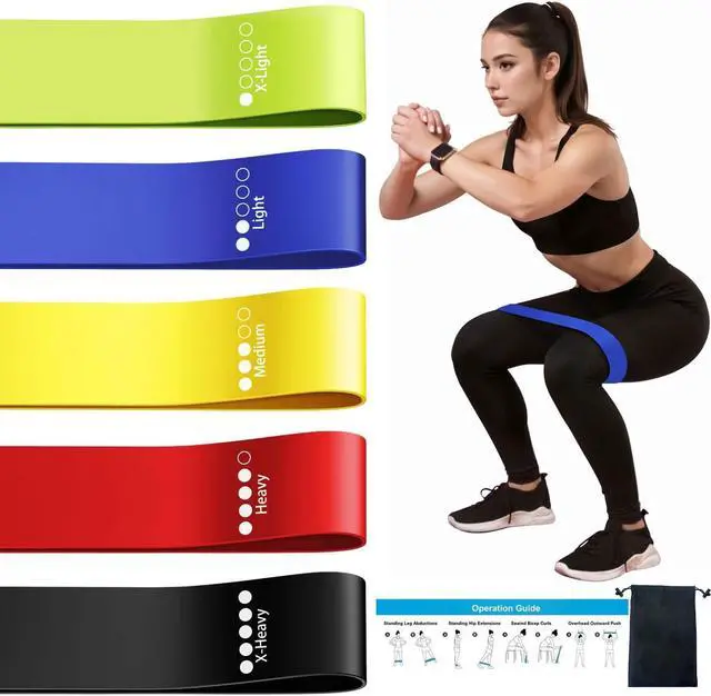 Main image of Resistance Loop Exercise Bands for Home Fitness, Yoga Pilates, Stretching, Strength Training, and Physical Therapy - Elastic Bands Set Workout Bands for Women&Men (5pcs Set)