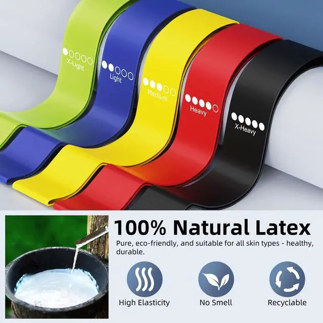 Alt view image 3 of 6 - Resistance Loop Exercise Bands for Home Fitness, Yoga Pilates, Stretching, Strength Training, and Physical Therapy - Elastic Bands Set Workout Bands for Women&Men (5pcs Set)