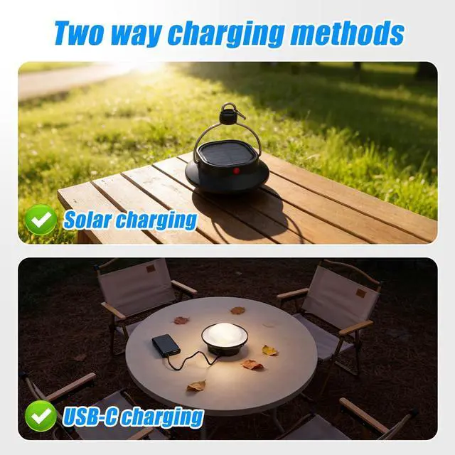 Alt view image 2 of 7 - Portable Solar LED Camping Lantern, Lightweight & Compact 2000mAh Rechargeable Tent Light for Camping, Hiking, Backpacking, Fishing & Emergency Use, 350 Lumens, 5 Lighting Modes, IP67 Waterproof