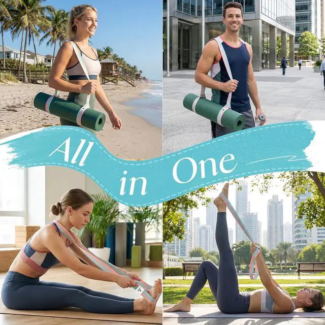 Alt view image 2 of 7 - Tumaz Yoga Mat Strap Adjustable Carrier for All Yoga Mats, 2 Sizes | Extra Thick Cotton Blend |16+ colors are available | Fits Most Yoga Mats | Soft Woven Texture | Comfortable Shoulder Carry