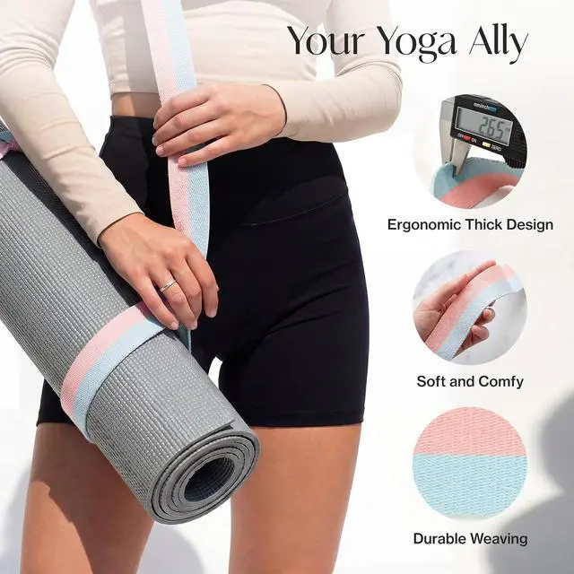 Alt view image 3 of 7 - Tumaz Yoga Mat Strap Adjustable Carrier for All Yoga Mats, 2 Sizes | Extra Thick Cotton Blend |16+ colors are available | Fits Most Yoga Mats | Soft Woven Texture | Comfortable Shoulder Carry