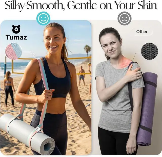 Alt view image 4 of 7 - Tumaz Yoga Mat Strap Adjustable Carrier for All Yoga Mats, 2 Sizes | Extra Thick Cotton Blend |16+ colors are available | Fits Most Yoga Mats | Soft Woven Texture | Comfortable Shoulder Carry