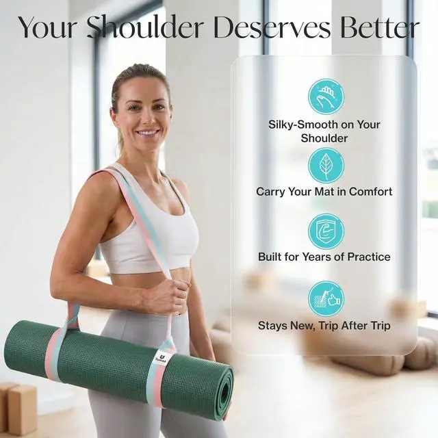 Alt view image 6 of 7 - Tumaz Yoga Mat Strap Adjustable Carrier for All Yoga Mats, 2 Sizes | Extra Thick Cotton Blend |16+ colors are available | Fits Most Yoga Mats | Soft Woven Texture | Comfortable Shoulder Carry