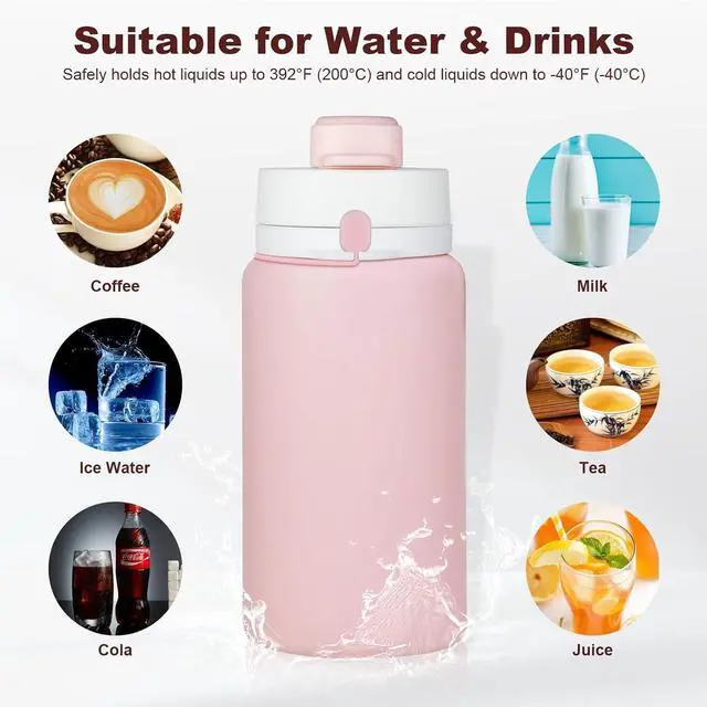 Alt view image 3 of 7 - PLTCAT Collapsible Water Bottles, 19oz Foldable Silicone Travel Bottles | BPA-Free Silicone, Leak-Proof Lids, Dishwasher Safe, Carabiner Clips, Compact Roll-Up Design