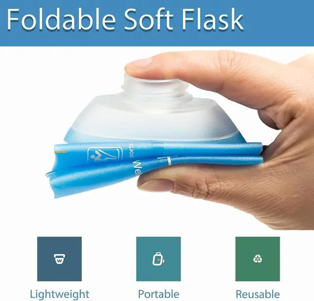 Alt view image 3 of 6 - CLINTT 250ml Soft Flask, Foldable Running Water Bottle, TPU Folding Soft Water Flask, BPA-Free Collapsible Flask for Hydration Pack Running Vest, Cycling, Climbing, Hiking - 1Pcs, White