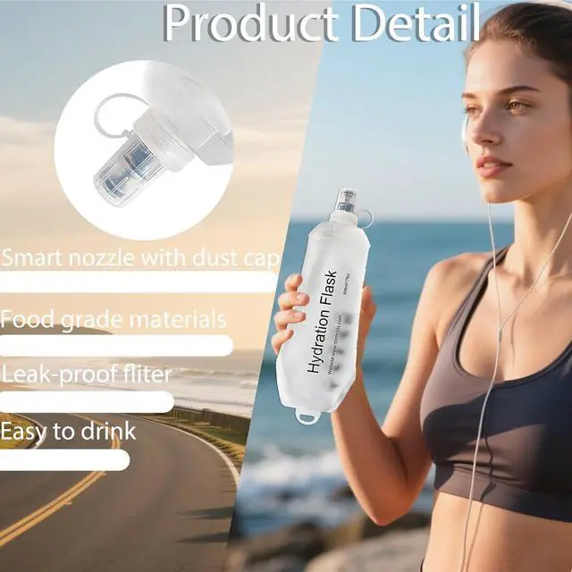 Alt view image 5 of 6 - CLINTT 250ml Soft Flask, Foldable Running Water Bottle, TPU Folding Soft Water Flask, BPA-Free Collapsible Flask for Hydration Pack Running Vest, Cycling, Climbing, Hiking - 1Pcs, White