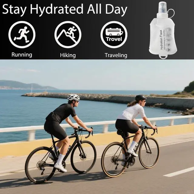 Alt view image 6 of 6 - CLINTT 250ml Soft Flask, Foldable Running Water Bottle, TPU Folding Soft Water Flask, BPA-Free Collapsible Flask for Hydration Pack Running Vest, Cycling, Climbing, Hiking - 1Pcs, White