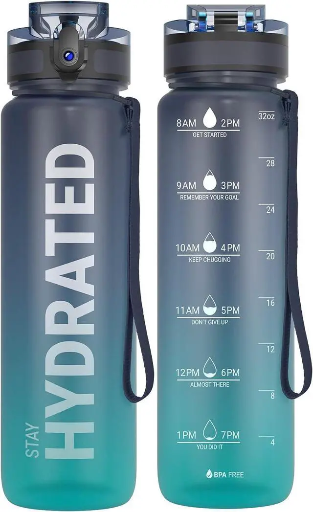 Main image of Sahara Sailor Water Bottle 32oz, Tritan Sports Bottle with Time Marker | Bpa Free, Leakproof Wide Mouth With Fast Flow Lid And Cleaning Brush, For Gym School Office Travel, 1 Count